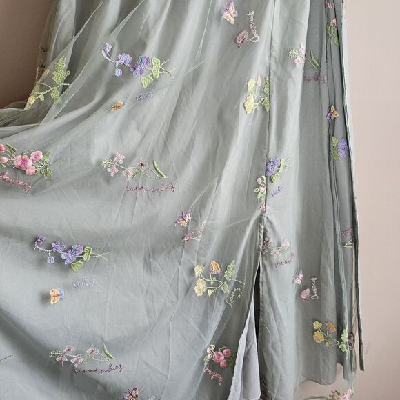 Bloomchic Floral Embroidered Size 12 Green Spring Wedding Bridesmaid Pockets - Picture 3 of 16